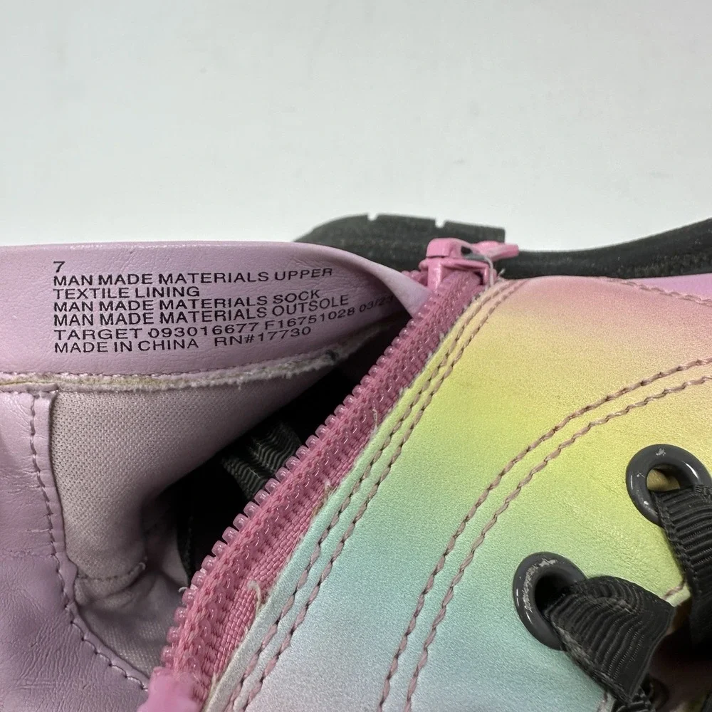 Cat & Jack Rainbow Combat Boots Toddler Girls Sz 7 Lace Zipper‎ Closure